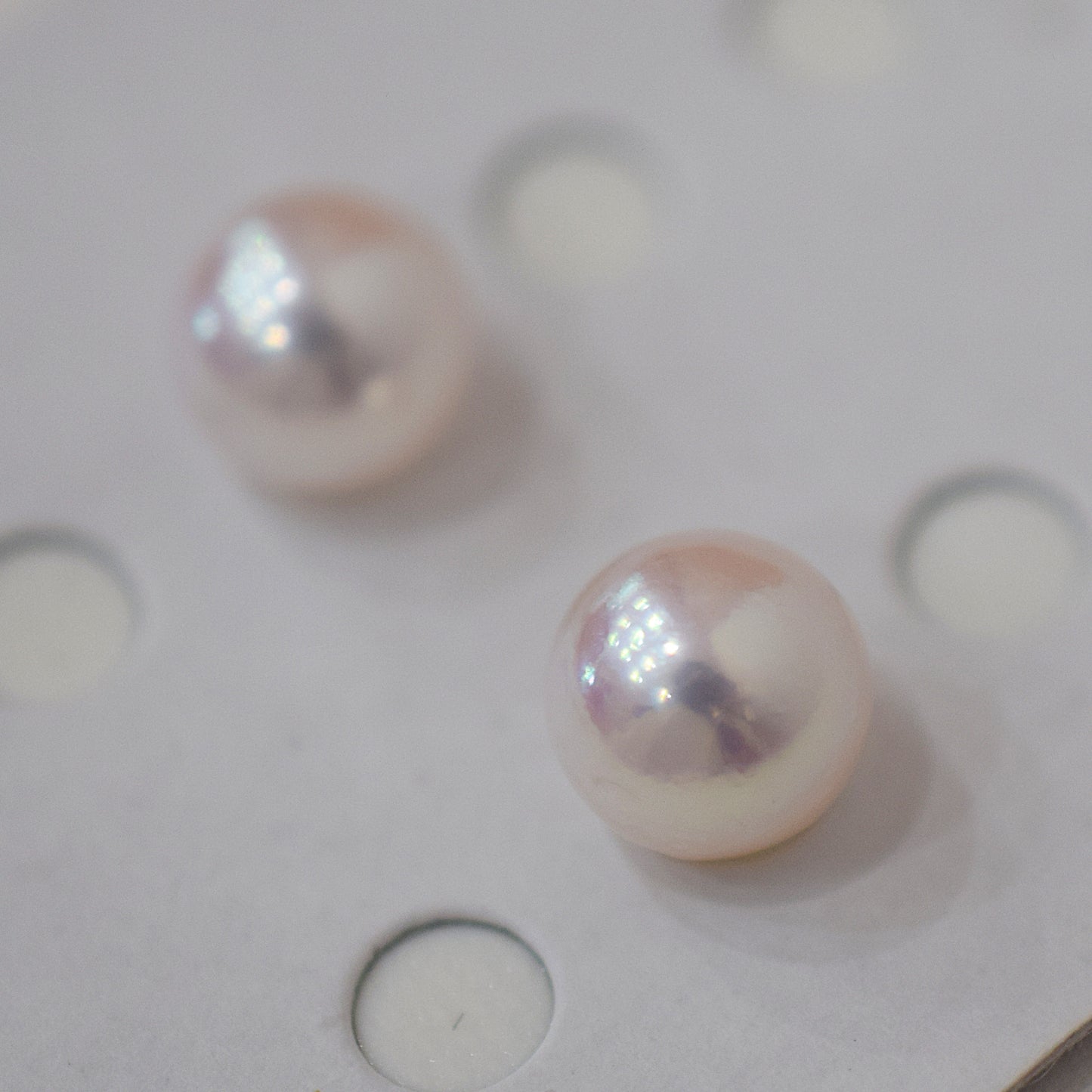 AAA rank 8mm - 8.5mm White pink tennyo color Akoya Pearl Earring Japan Japanese Seawater pearl reenspearl 18K 14K akoyapearl 1pair 2pc