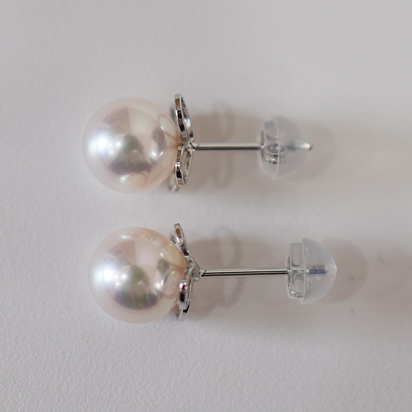<SALE> Limited to actual item Whitepink 7.5mm - 8mm Seawater Akoya Pearl Stud Earring 14K From Japan Japanese Seawater reenspearl