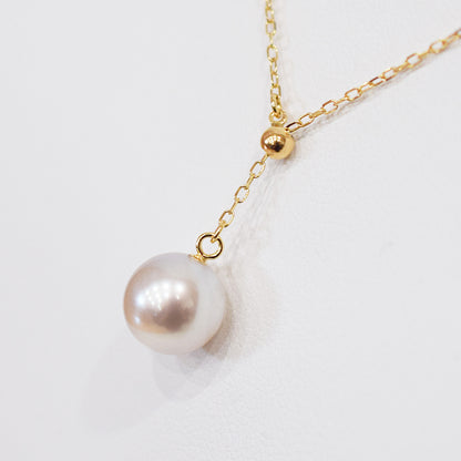 【K10YG / K10WG / K18YG / Pt850】Rare Natural color rank 8mm - 8.5mm Azuki chain Necklace Akoyapearl Japan あこや 真珠