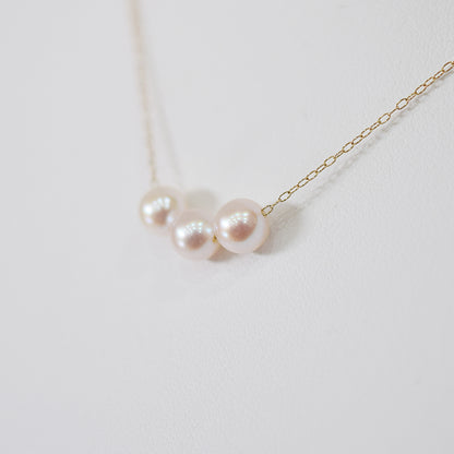 【 K10 / K18 】Rare White pink 5.5mm - 6.5mm Seawater Real Akoya Pearl 3pc necklace AkoyaPearl Japan あこや 真珠