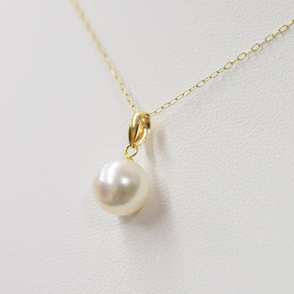 Hanadama rank White pink 8mm - 9.5mm pendant necklace Akoya Pearl K10YG K18YG Real Japan Seawater pearl reenspearl akoyapearl