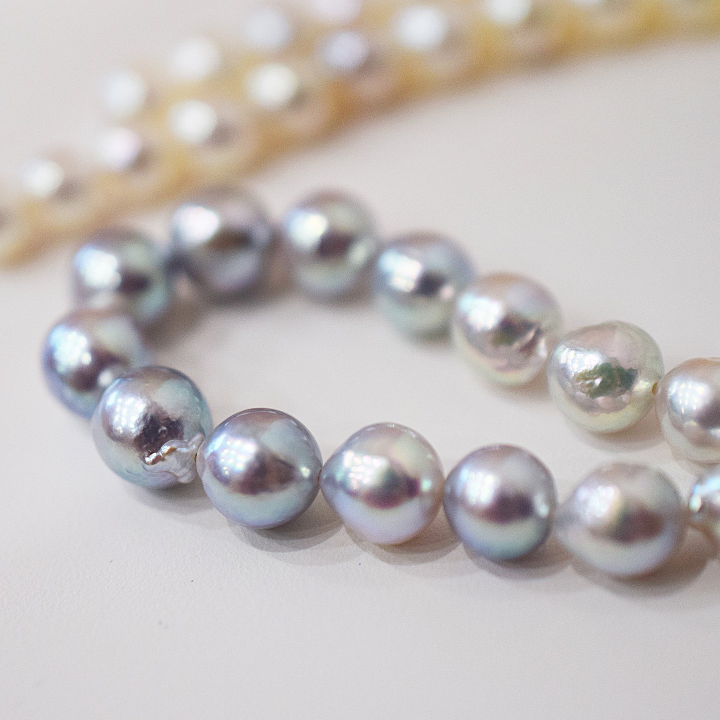 Actual product Natural color Gradient Color Baroque 6mm - 8mm Real Akoya Pearl Japan 16.3inch 41.5cm starand Japanese choker reenspearl