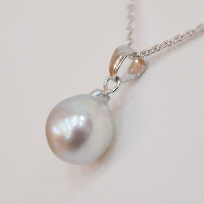 <SALE> Limited to actual item Pendant top Necklace Natural color Baroque 10.5mm Real Akoya Pearl Japan 17.7inch Japanese