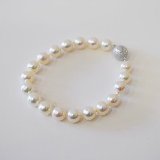 <SALE> Limited to actual item 9mm - 9.5mm White pink Semi round 〜 Baroque SV925 21cm 8.26inch Akoya Pearl Bracelet From Japan AkoyaPearl