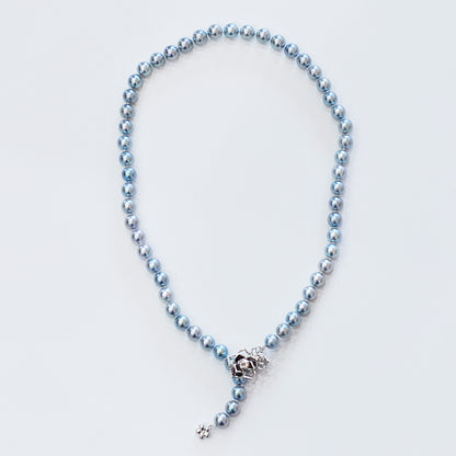 <SALE> Limited to actual item Necklace Cobalt Dyed color akoya pearl 8mm - 8.5mm Real Akoya Pearl From Japan 21.2inch starand choker reenspearl