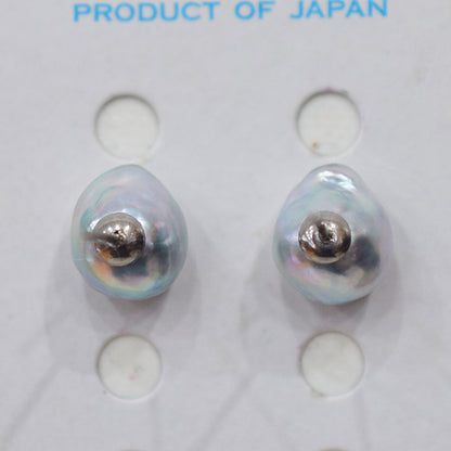 Limited to actual item Natural color akoya Baroque pearl 10.5mm - 11mm Surgical Stainless Steel Seawater Akoya Pearl Stud Earrings Japan
