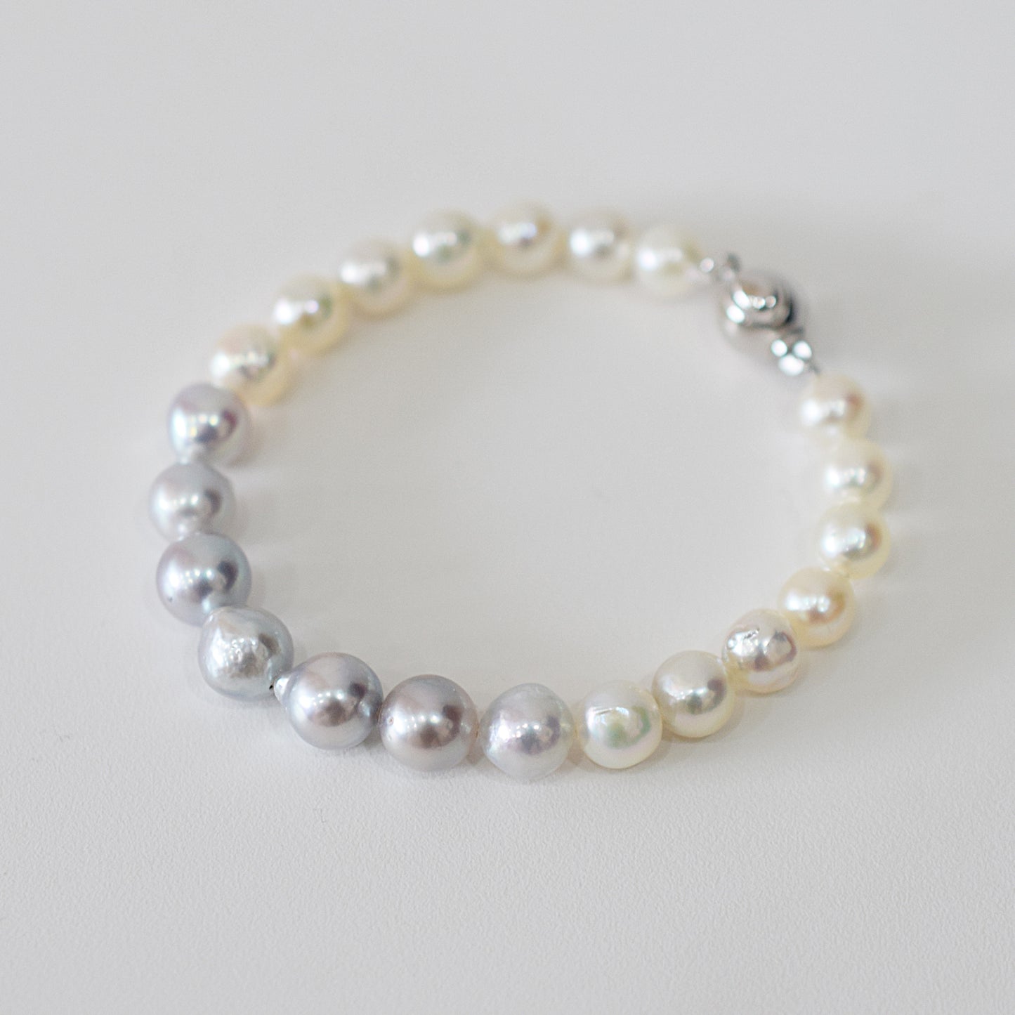 Actual product 6mm - 7mm Natural color Baroque Akoya Pearl Bracelet 6.29inch Japan AkoyaPearl SV925 Wedding Japanese Seawater