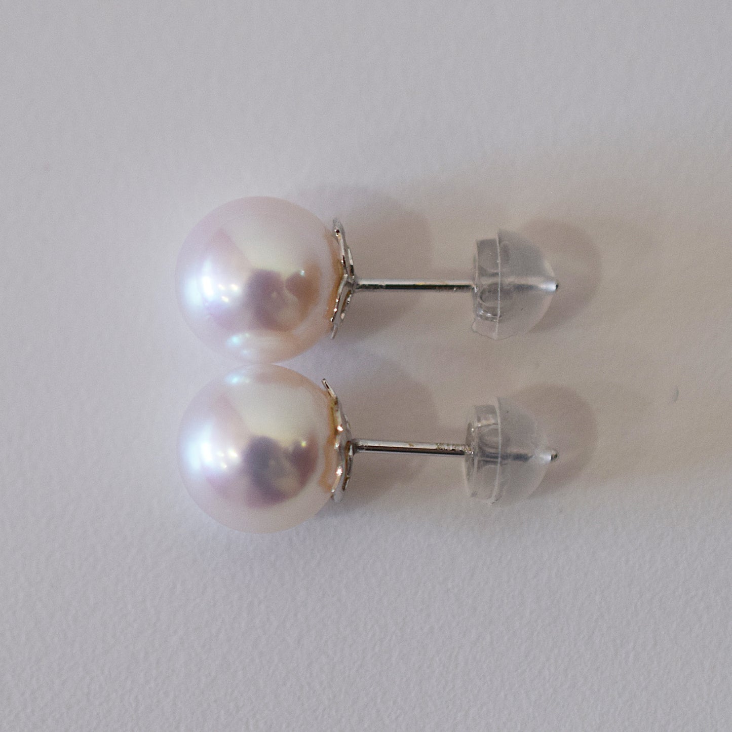 Actual product Whitepink 8mm - 8.5mm Seawater Akoya Pearl Stud Earring K14WG From Japan Japanese Seawater reenspearl