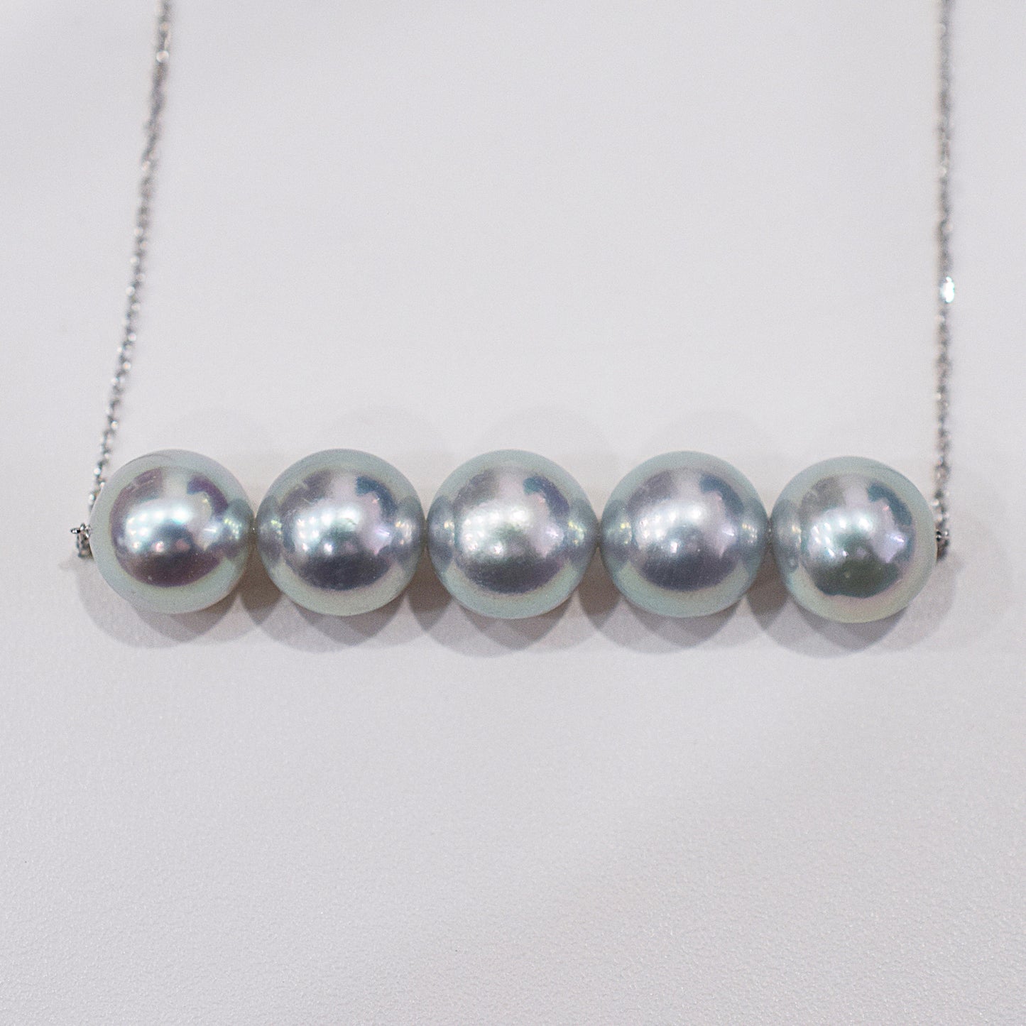 <SALE> Limited to actual item Rare Natural color blue 8.5mm - 9mm akoya pearl necklace 18K Real Japan reenspearl Japanese Seawater