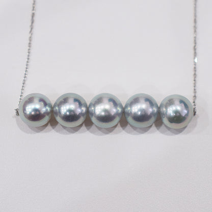 <SALE> Limited to actual item Rare Natural color blue 8.5mm - 9mm akoya pearl necklace 18K Real Japan reenspearl Japanese Seawater