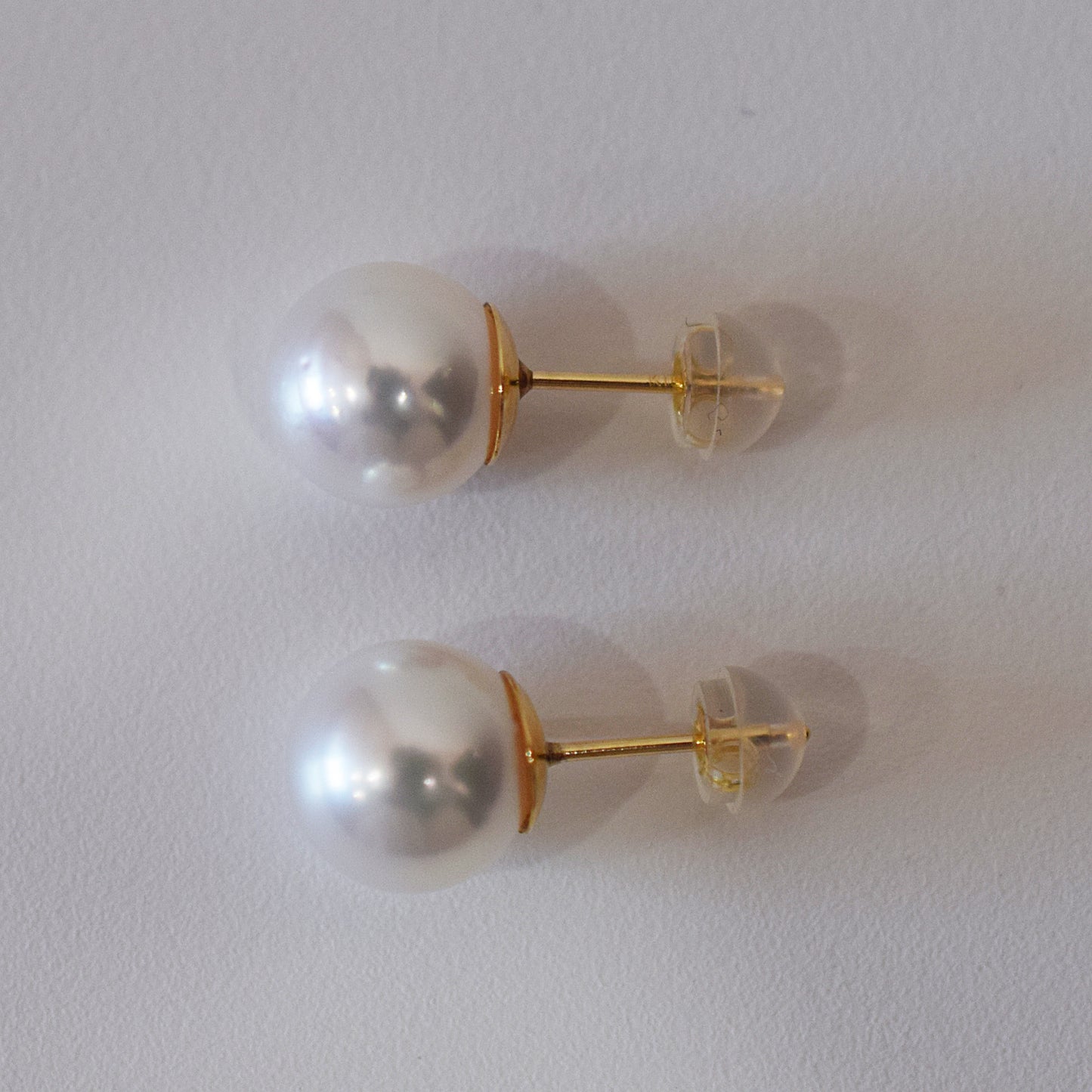 Actual product Whitepink 9mm - 9.5mm Seawater Akoya Pearl Stud Earring K18YG From Japan Japanese Seawater reenspearl