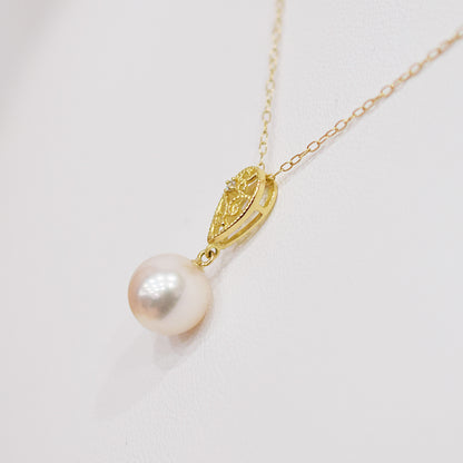 Hanadama rank White pink 8mm - 9.5mm Diamond 18K pendant necklace Akoya Pearl Real Japan Seawater pearl SIKC420 SIK00031