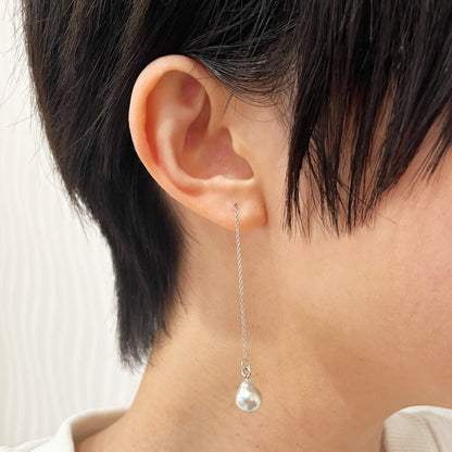 <SALE> Limited to actual item Natural color akoya Baroque pearl 8mm - 9mm Akoya Pearl American Earrings Stainless Japan Seawater reenspearl