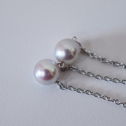 Limited to actual item 2-way Station necklace akoya pearl Natural color 6mm - 7mm Real Akoya Pearl Japan 19.6inch akoyapearl reenspearl Silver