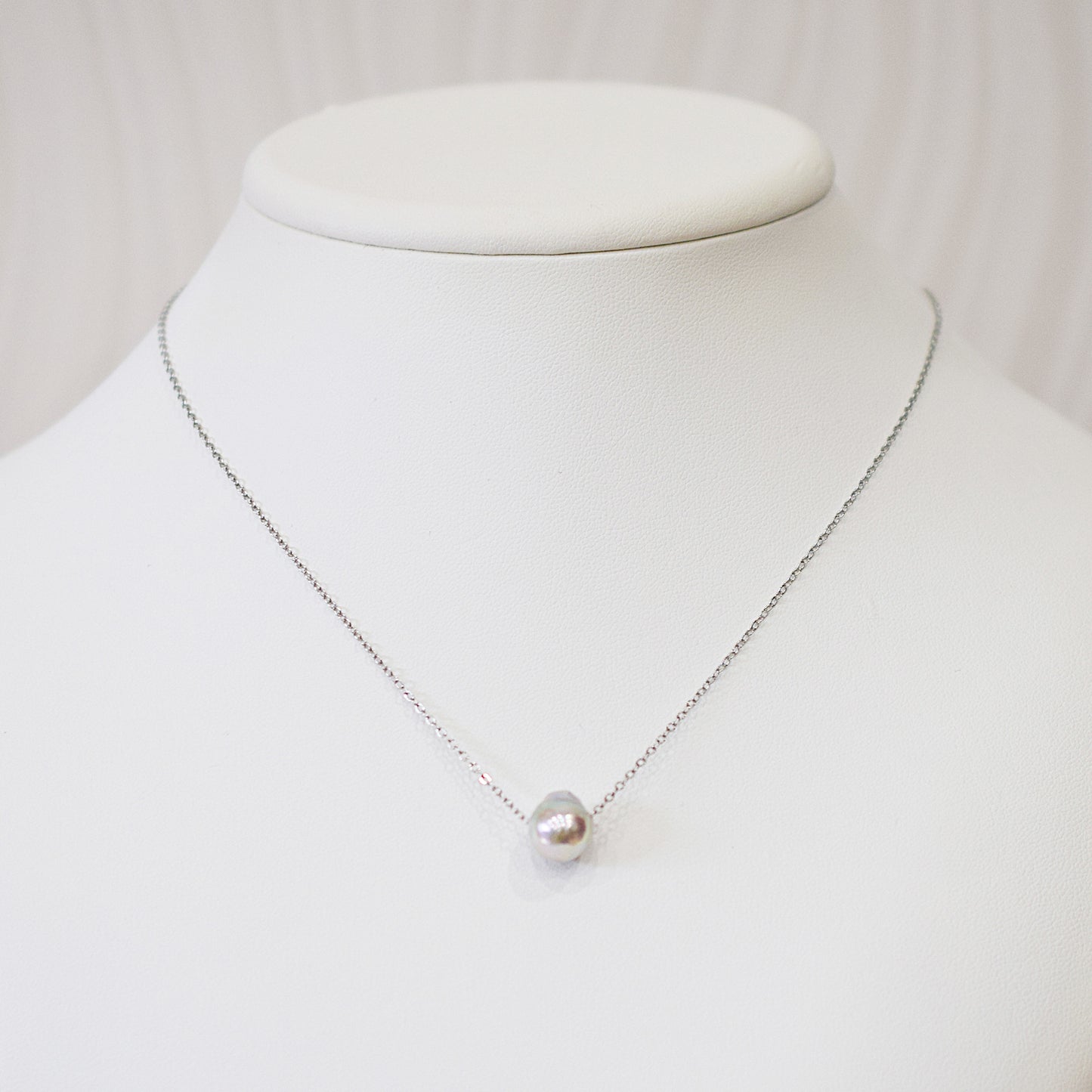 Actual product 9.9mm Necklace Natural color Seawater Real akoya Pearl Baroque Surgical Stainless Steel Japan reenspearl