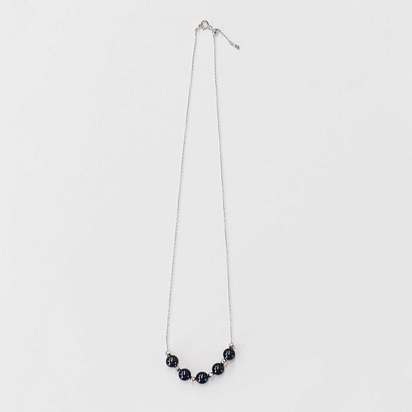 <SALE> Limited to actual item Black 7mm - 7.5mm akoya pearl through necklace Real Japan reenspearl Japanese Seawater dyed color SV925 silver