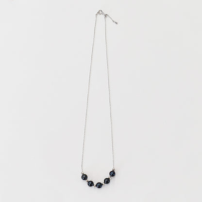 <SALE> Limited to actual item Black 7mm - 7.5mm akoya pearl through necklace Real Japan reenspearl Japanese Seawater dyed color SV925 silver
