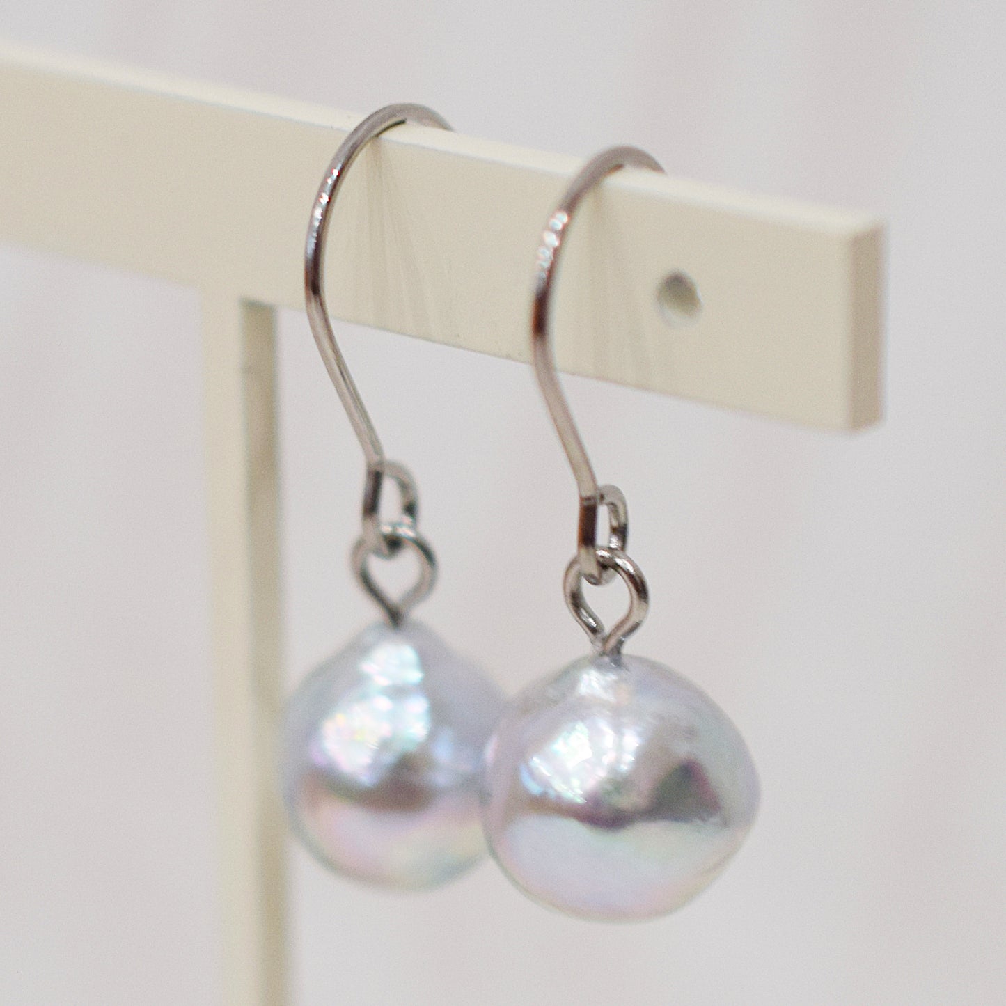 Actual product Natural color akoya Baroque pearl 9mm - 10mm Surgical Stainless Steel Seawater Akoya Pearl Stud Earrings Japan