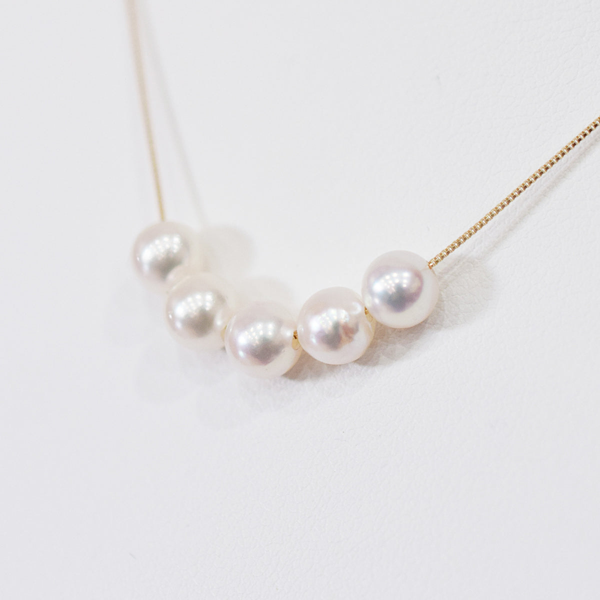 【K10 / K18】Rare White pink 5.5mm - 6.5mm Seawater Real 5pc Akoya Pearl necklace AkoyaPearl Japan あこや 真珠