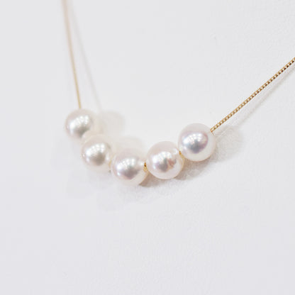 【K10 / K18】Rare White pink 5.5mm - 6.5mm Seawater Real 5pc Akoya Pearl necklace AkoyaPearl Japan あこや 真珠