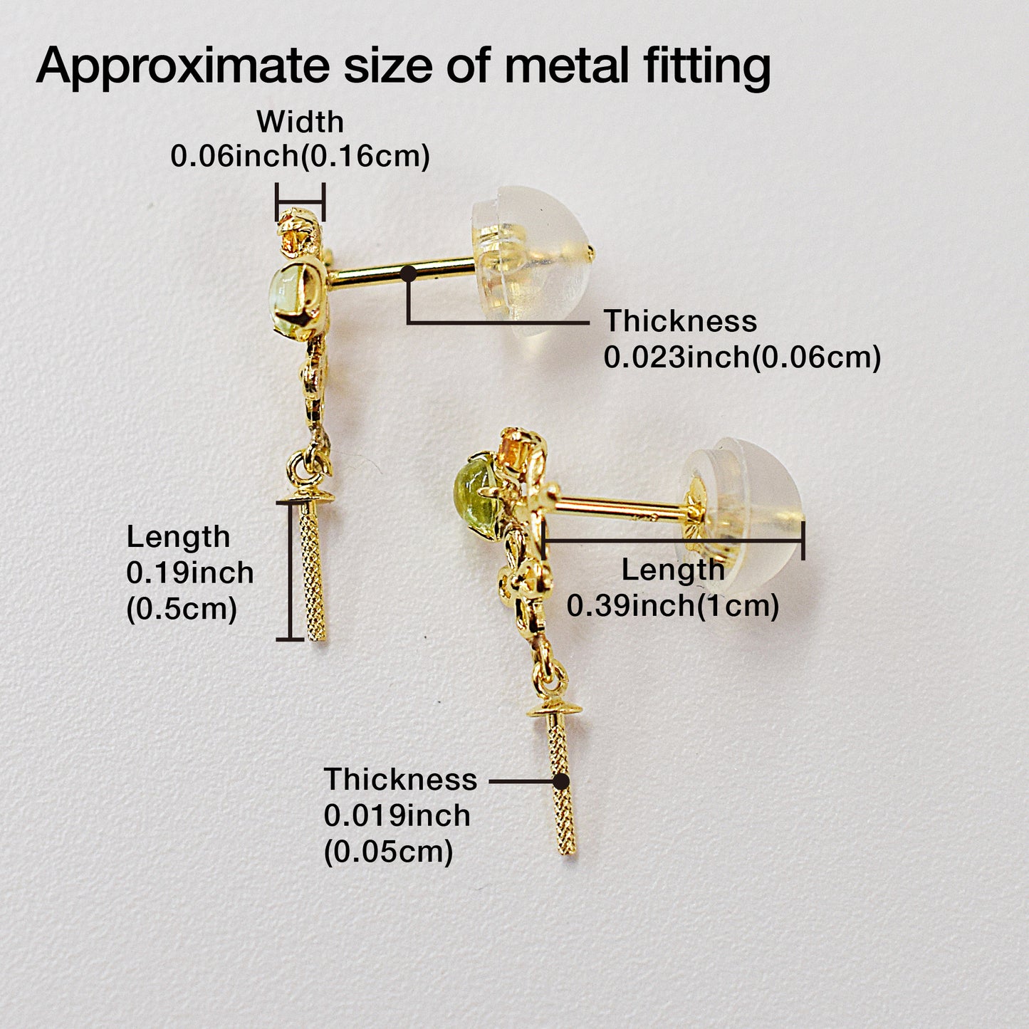 Only metal fittings K18YG stud earring Metal fitting Semi-precious stone Recommended for pearls under 7mm