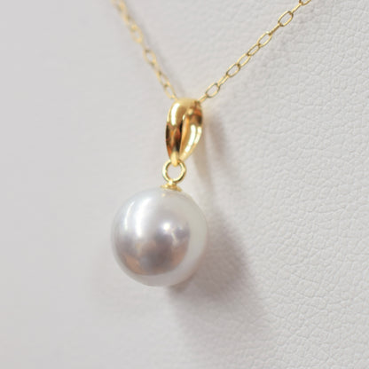 【K10 / K18】Rare Natural color 8.5mm - 9.5mm pendant necklace Akoya Pearl Real Japan Seawater pearl reenspearl akoyapearl 日本産 熊本 天草