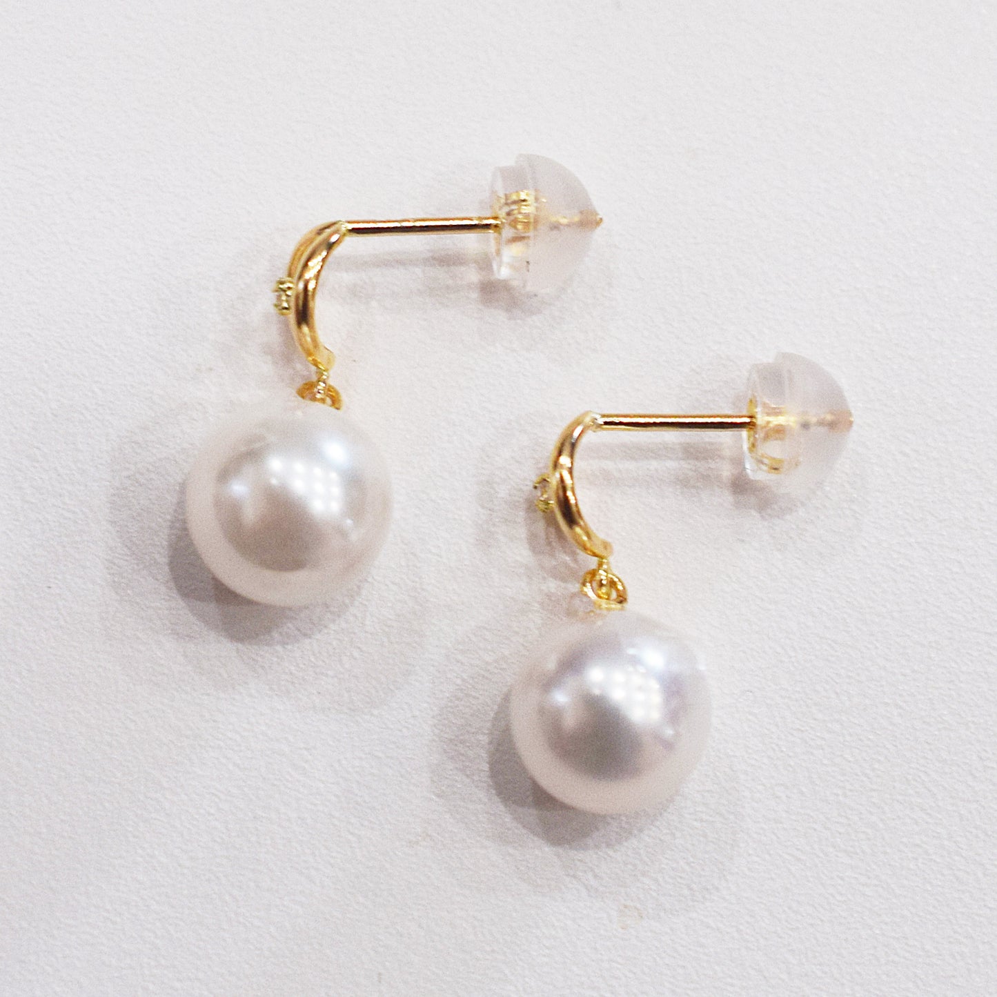 Hanadama rank Whitepink 7.5mm - 8.5mm Earring Diamond 0.01ct Seawater Real Akoya Pearl Japan anniversary 18K Japanese Wedding あこや 真珠 日本