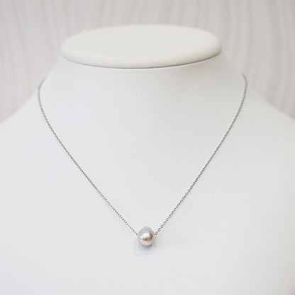 Actual product 10.4mm Necklace Natural color Seawater Real akoya Pearl Baroque Surgical Stainless Steel Japan reenspearl