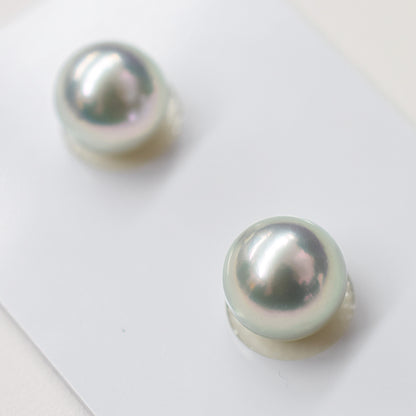 AAA rank Madama color 9mm - 9.5 mm Natural 1pair 2pc Real Akoya Pearl studs Earring Japan Japanese Seawater reenspearl birthday Loose あこや 真珠