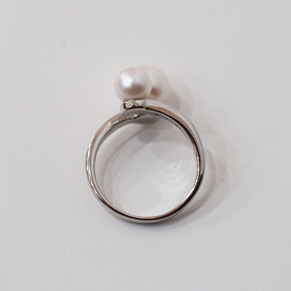 Actual product Rare White pink 7.5mm × 5.5mm Ring Sea Real Akoya Pearl From Japan SV925 Silver reenspearl akoyapearl