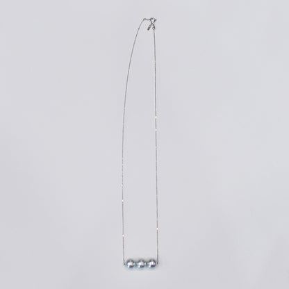 <SALE> Limited to actual item Rare Natural color blue 8.5 - 9mm akoya pearl 3pc necklace 18K Real Japan reenspearl Japanese Seawater