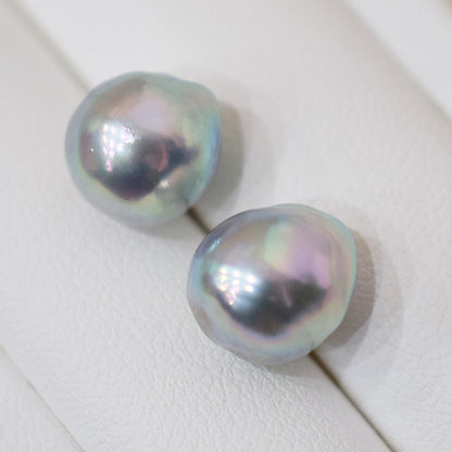 Limited to actual item Natural color akoya Baroque pearl 9.5mm - 10mm Surgical Stainless Steel Seawater Akoya Pearl Stud Earrings Japan