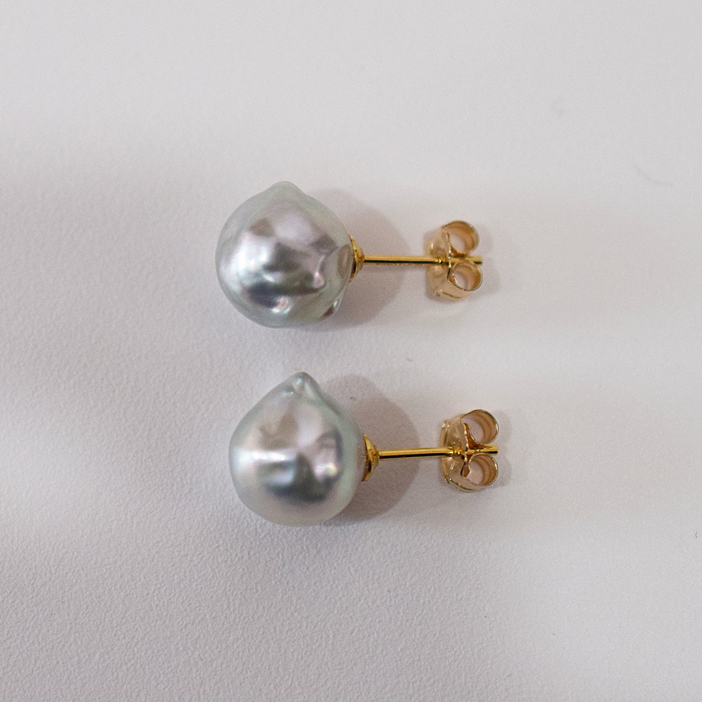 <SALE> Limited to actual item Natural color akoya Baroque pearl 8mm - 9mm 14KGF Gold Filled Akoya Pearl Stud Earrings Japan Japanese Seawater reenspearl
