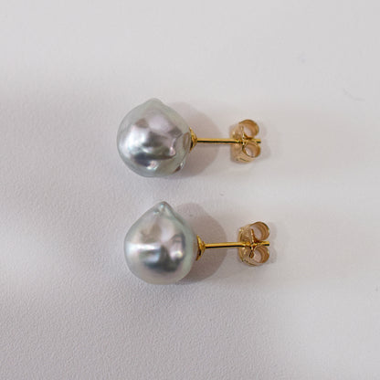 <SALE> Limited to actual item Natural color akoya Baroque pearl 8mm - 9mm 14KGF Gold Filled Akoya Pearl Stud Earrings Japan Japanese Seawater reenspearl