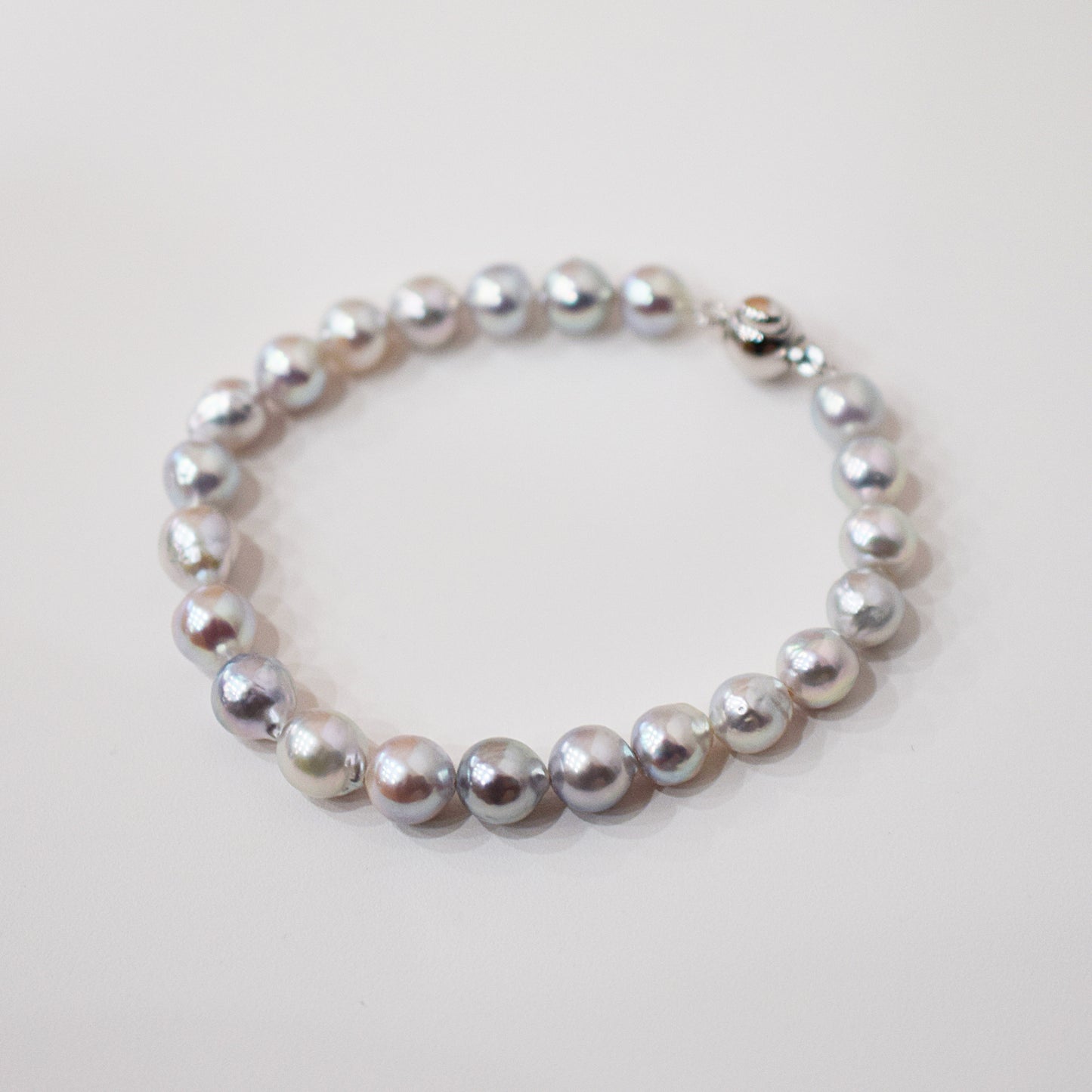 Actual product 7mm - 8mm Natural color Baroque Akoya Pearl Bracelet 7.08inch Japan AkoyaPearl SV925 Wedding Japanese Seawater
