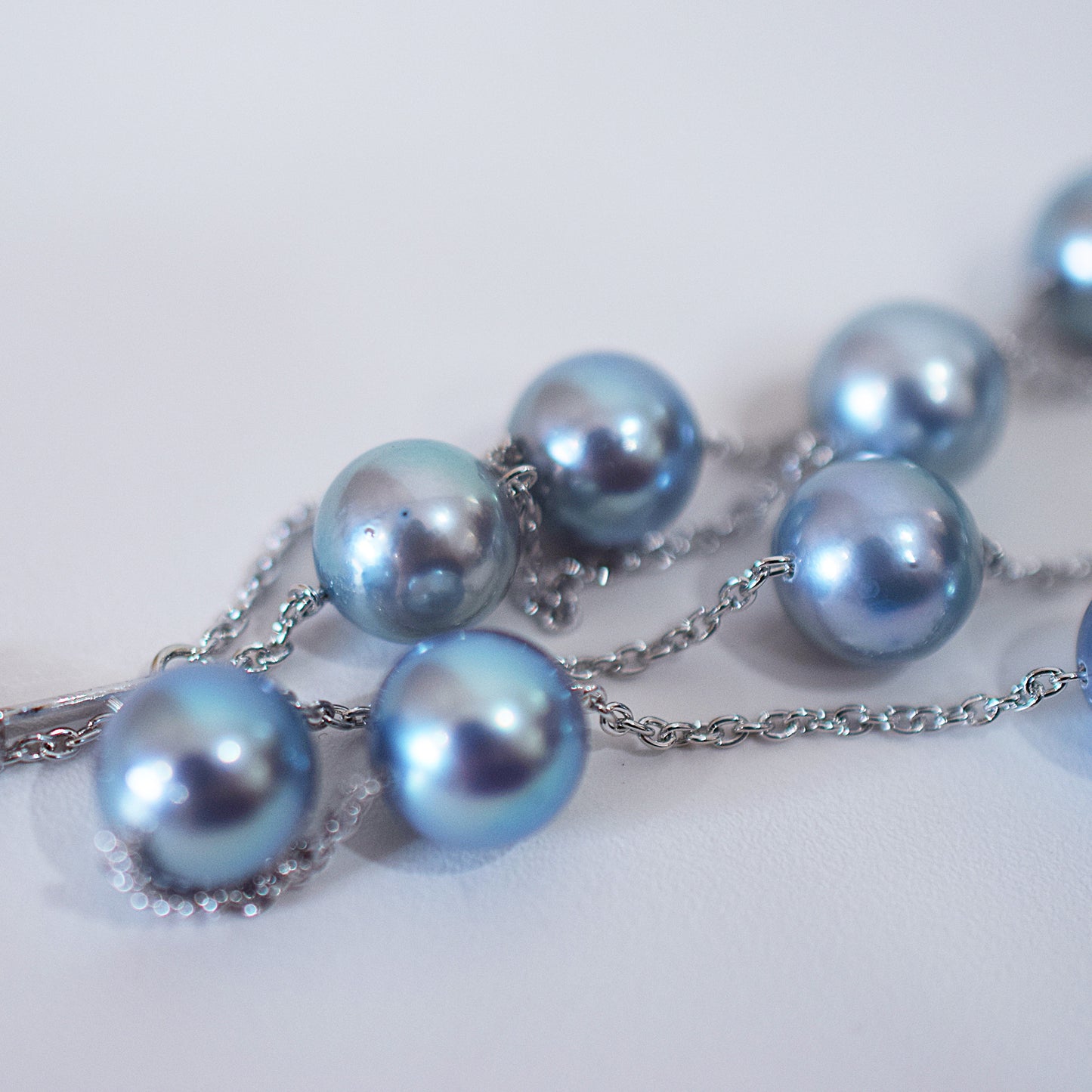 Limited to actual item Station necklace akoya pearl 8mm - 8.5mm Real Akoya Pearl Japan 19.6inch akoyapearl reenspearl Silver