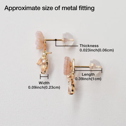 Only metal fittings K18PG stud earring Metal fitting Semi-precious stones Recommended for pearls under 6mm