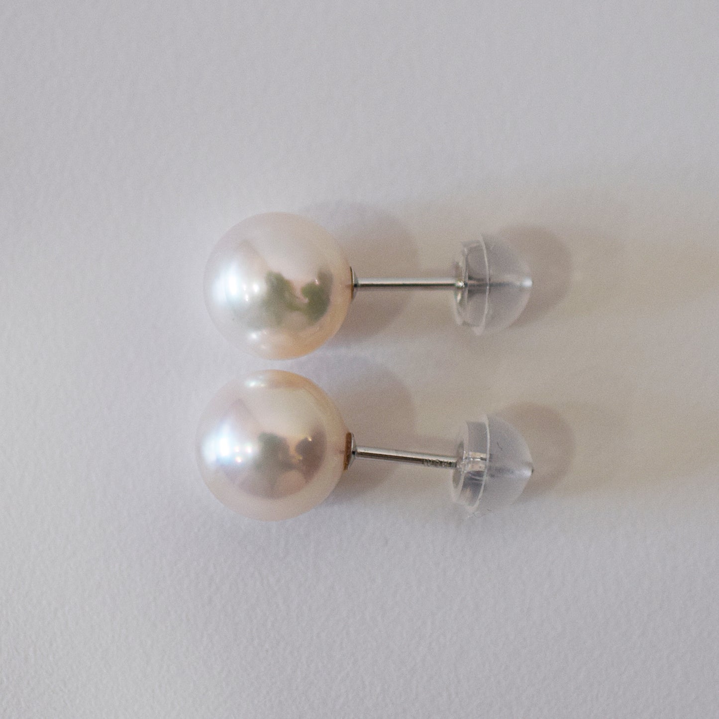 Actual product Whitepink 7.5mm - 8mm Seawater Akoya Pearl Stud Earring K14WG From Japan Japanese Seawater reenspearl