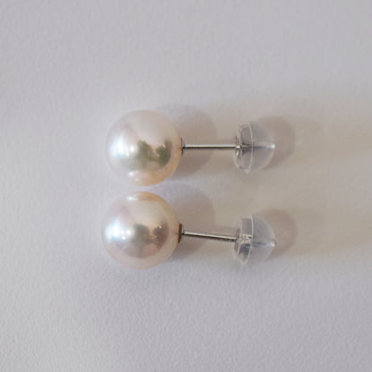 Actual product Whitepink 7.5mm - 8mm Seawater Akoya Pearl Stud Earring K14WG From Japan Japanese Seawater reenspearl