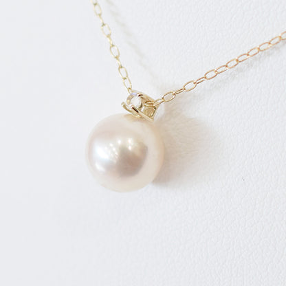 Hanadama rank White pink 8mm - 9.5mm Birthstone Moonstone 10K pendant necklace Akoya Pearl Real Japan Seawater pearl
