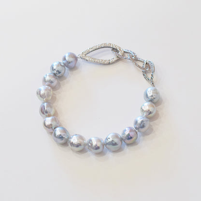 Actual product 9mm - 10mm Natural color Baroque Akoya Pearl Bracelet 7.87inch Japan AkoyaPearl SV925 Wedding Japanese Seawater