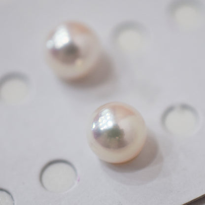 AAA rank 8mm - 8.5mm White pink tennyo color Akoya Pearl Earring Japan Japanese Seawater pearl reenspearl 18K 14K akoyapearl 1pair 2pc