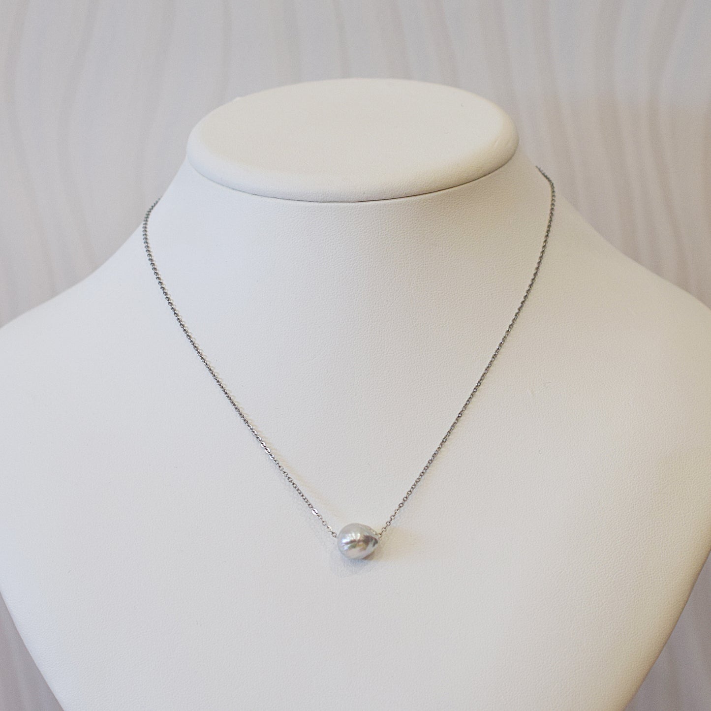 Actual product 10.8mm Necklace Natural color Seawater Real akoya Pearl Baroque Surgical Stainless Steel Japan reenspearl