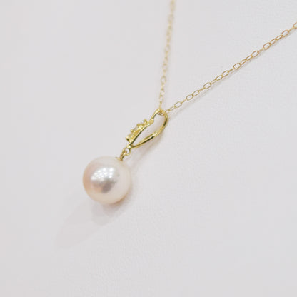 Hanadama rank White pink 8mm - 9.5mm Diamond 18K pendant necklace Akoya Pearl Real Japan Seawater pearl SIKC420 SIK00811