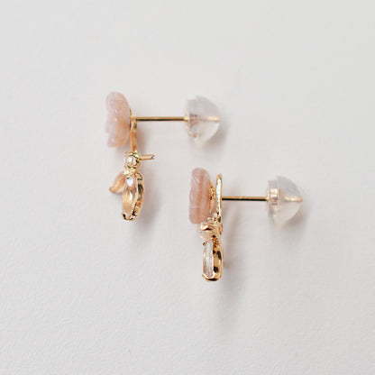 Only metal fittings K18PG stud earring Metal fitting Semi-precious stones Recommended for pearls under 6mm