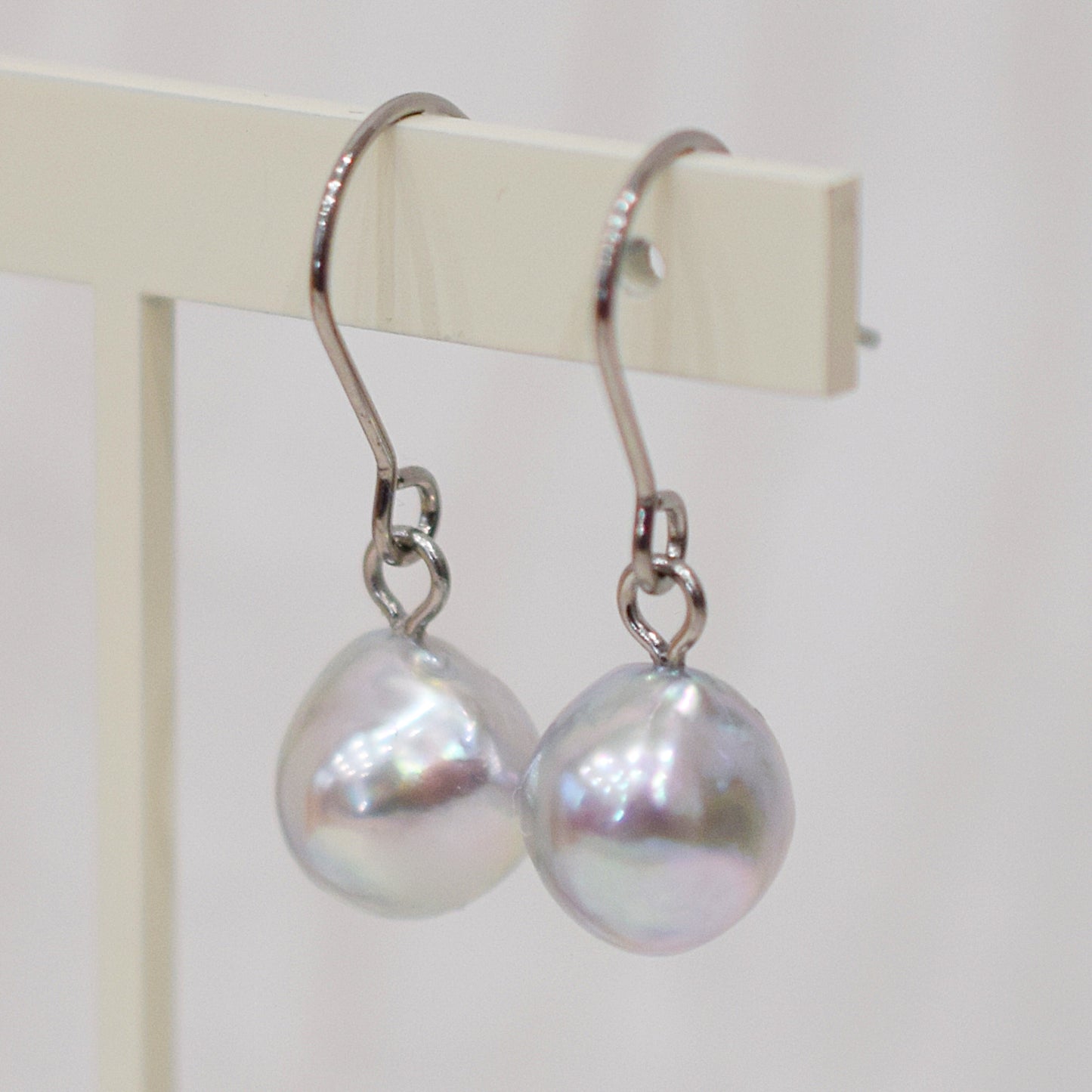 Actual product Natural color akoya Baroque pearl 9mm - 10mm Surgical Stainless Steel Seawater Akoya Pearl Stud Earrings Japan