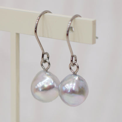 Actual product Natural color akoya Baroque pearl 9mm - 10mm Surgical Stainless Steel Seawater Akoya Pearl Stud Earrings Japan