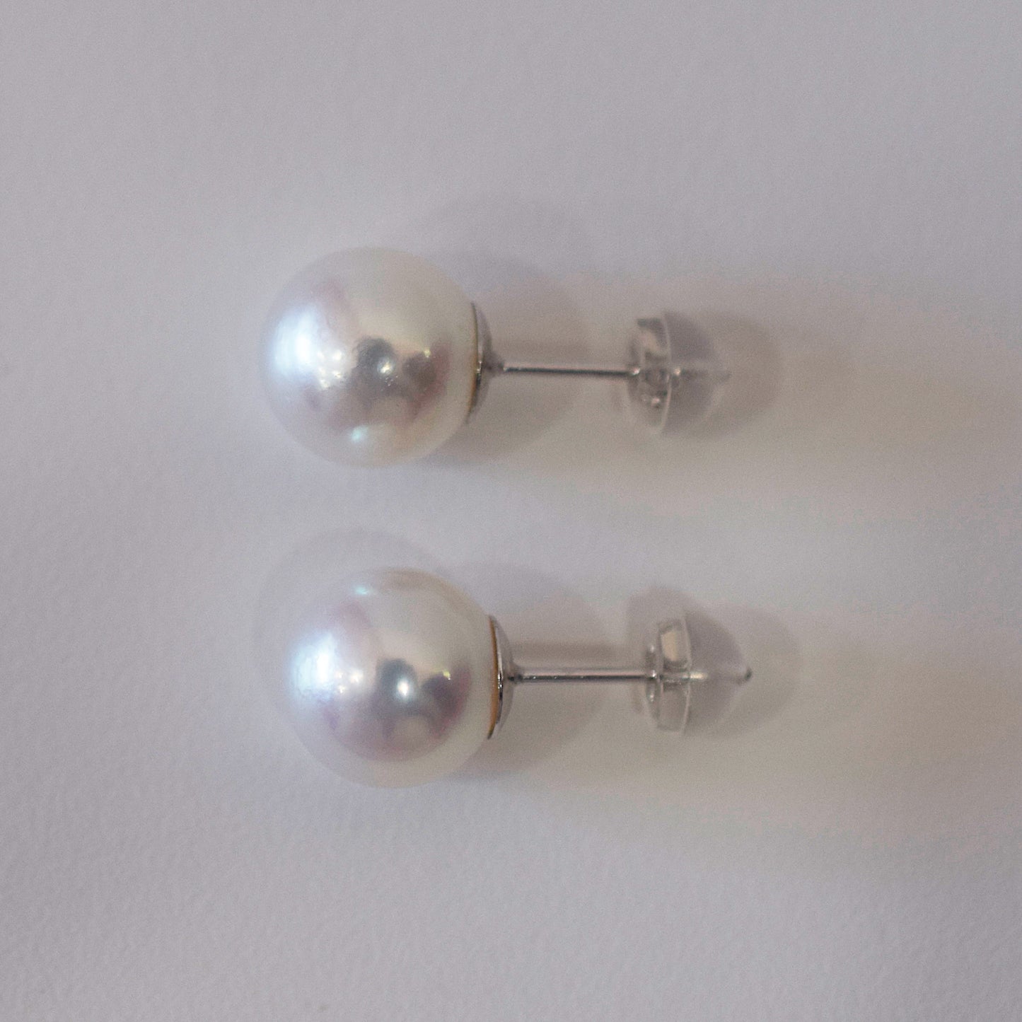 Actual product Whitepink 9mm - 9.5mm Seawater Akoya Pearl Stud Earring K14WG From Japan Japanese Seawater reenspearl
