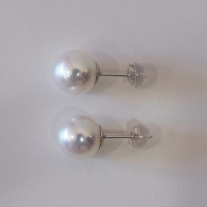 Actual product Whitepink 9mm - 9.5mm Seawater Akoya Pearl Stud Earring K14WG From Japan Japanese Seawater reenspearl