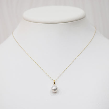 【K10 / K18】Rare Natural color 8.5mm - 9.5mm pendant necklace Akoya Pearl Real Japan Seawater pearl reenspearl akoyapearl 日本産 熊本 天草